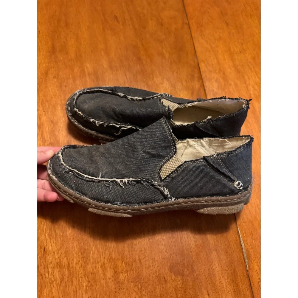 Tony Lama Gator Charcoal Canvas Slip On Shoes Mens 10 TLC126 Grey Loafers